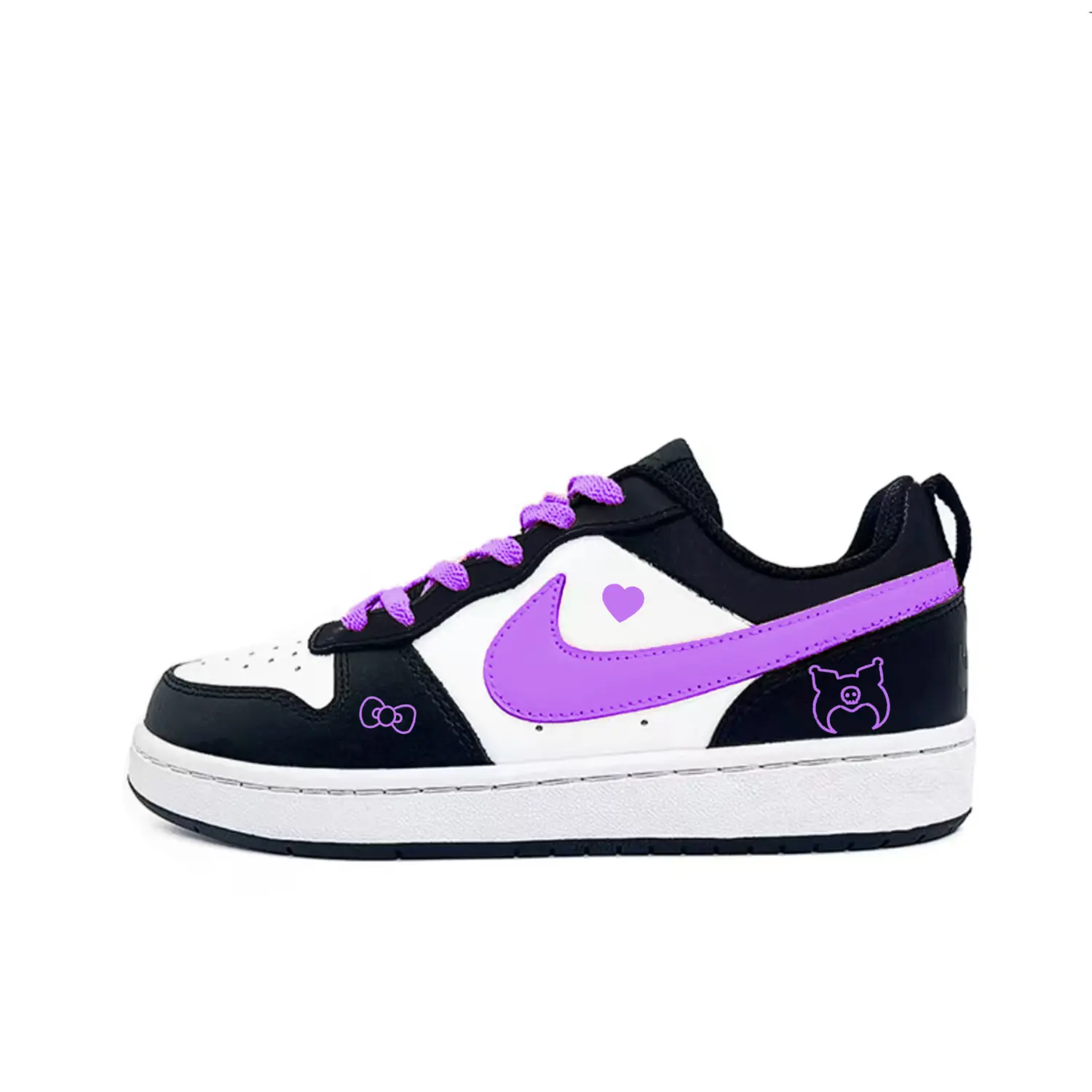 

Nike Court Borough Low 2 нескользящие устойчивые к истиранию низкие кроссовки для скейтбординга black purple детские