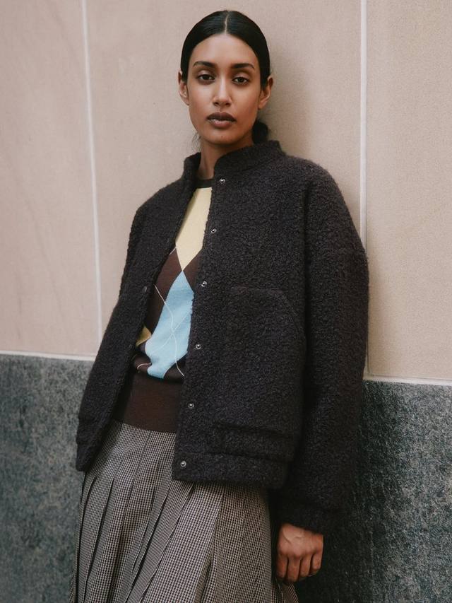 

Куртка-бомбер с кудрявым мехом Albaray, Chocolate