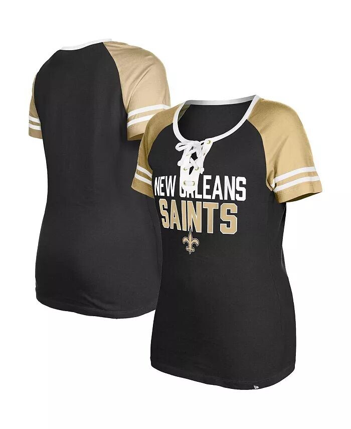 

Женская черная футболка на шнуровке New Orleans Saints реглан New Era