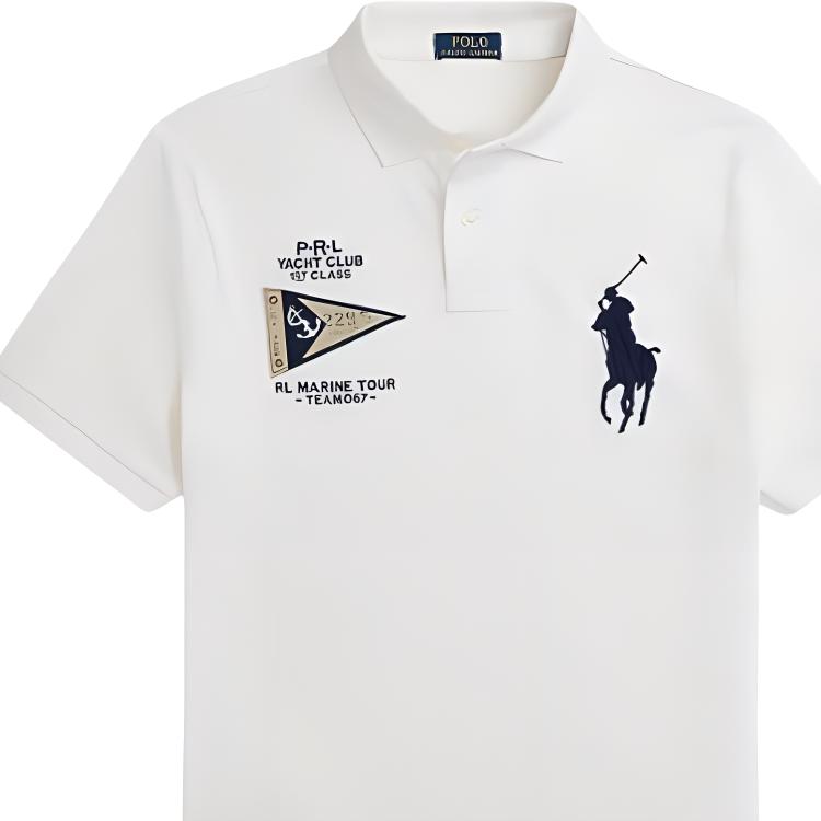 Футболка поло FW24 Мужская Выбеленная Белая Polo Ralph Lauren — фото 4