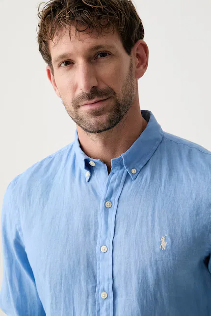 Рубашка льняная Slim Fit Polo Ralph Lauren, синий — фото 4