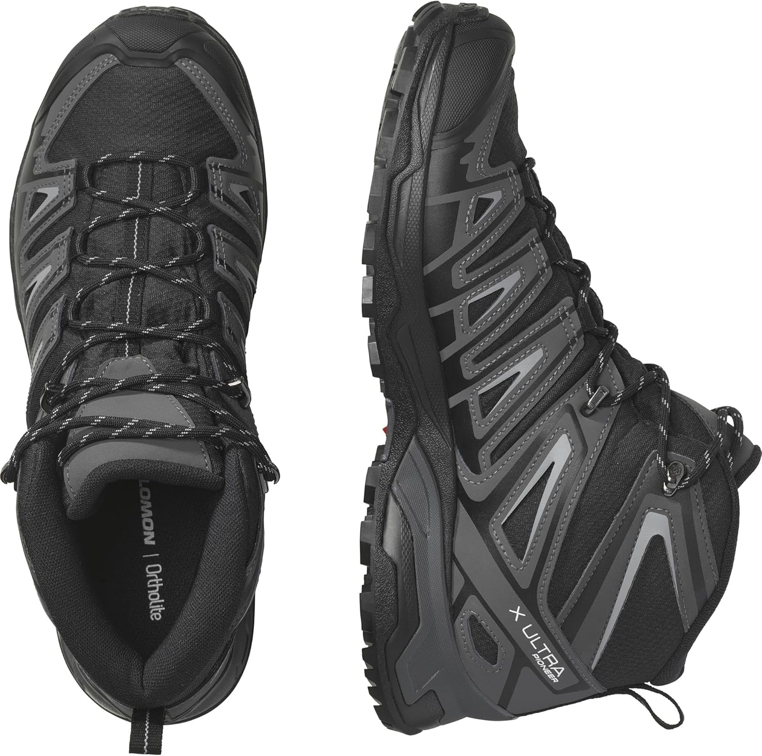 Мужские кроссовки Salomon X Ultra Pioneer Mid Gore-tex для походов, Black Magnet Monument — фото 3