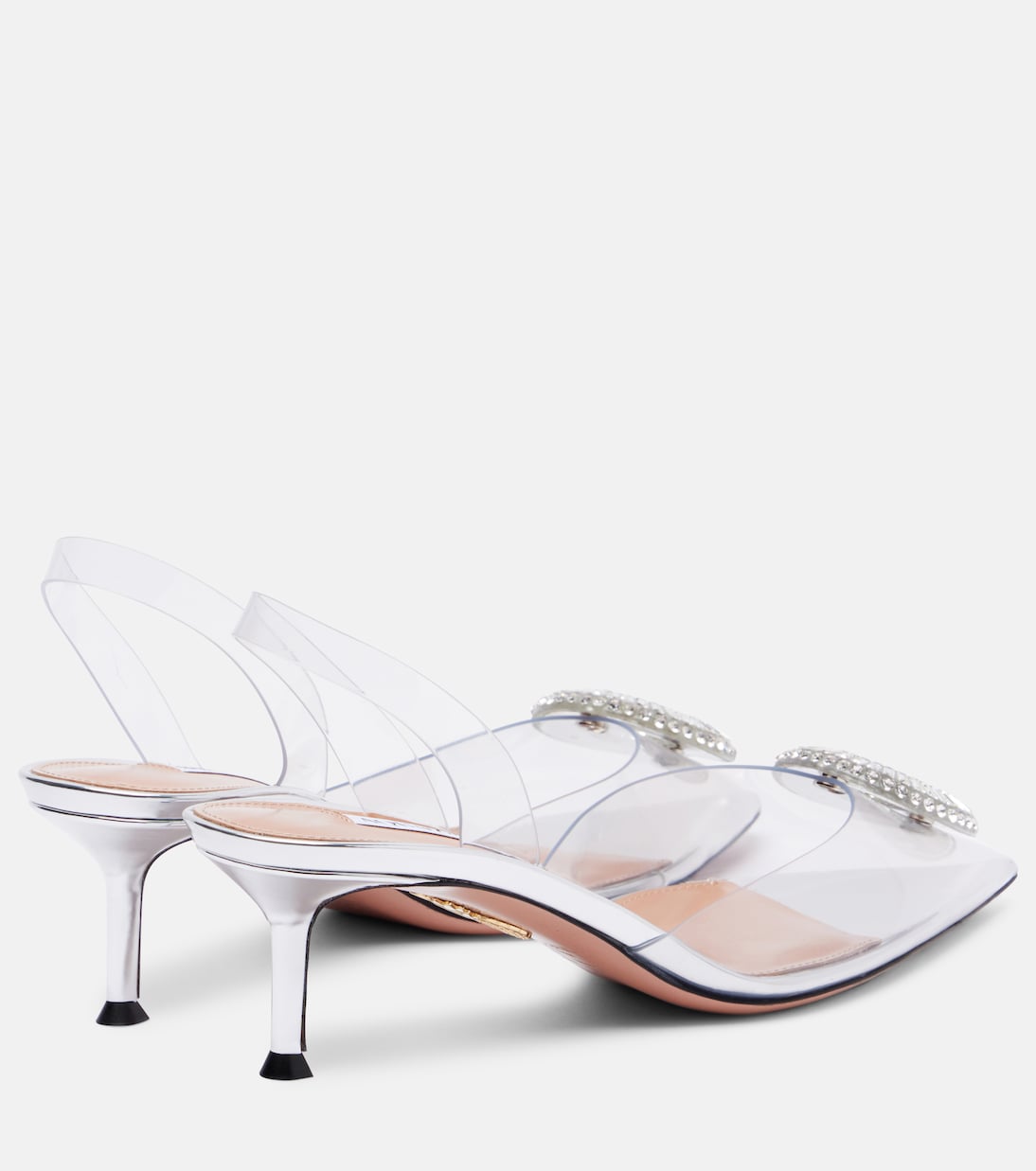 Туфли-лодочки Crystal Hoop 50 из ПВХ с открытой пяткой Aquazzura, серебряный — фото 2