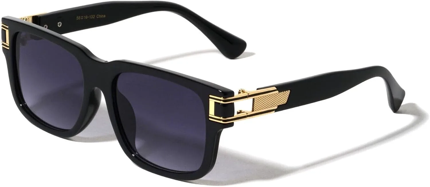 

Спортивные солнцезащитные очки-авиаторы Dweebzilla Gazelle Emperor Classic Square из пластика и металла, Glossy Black & Gold Frame - Black Gradient Lenses