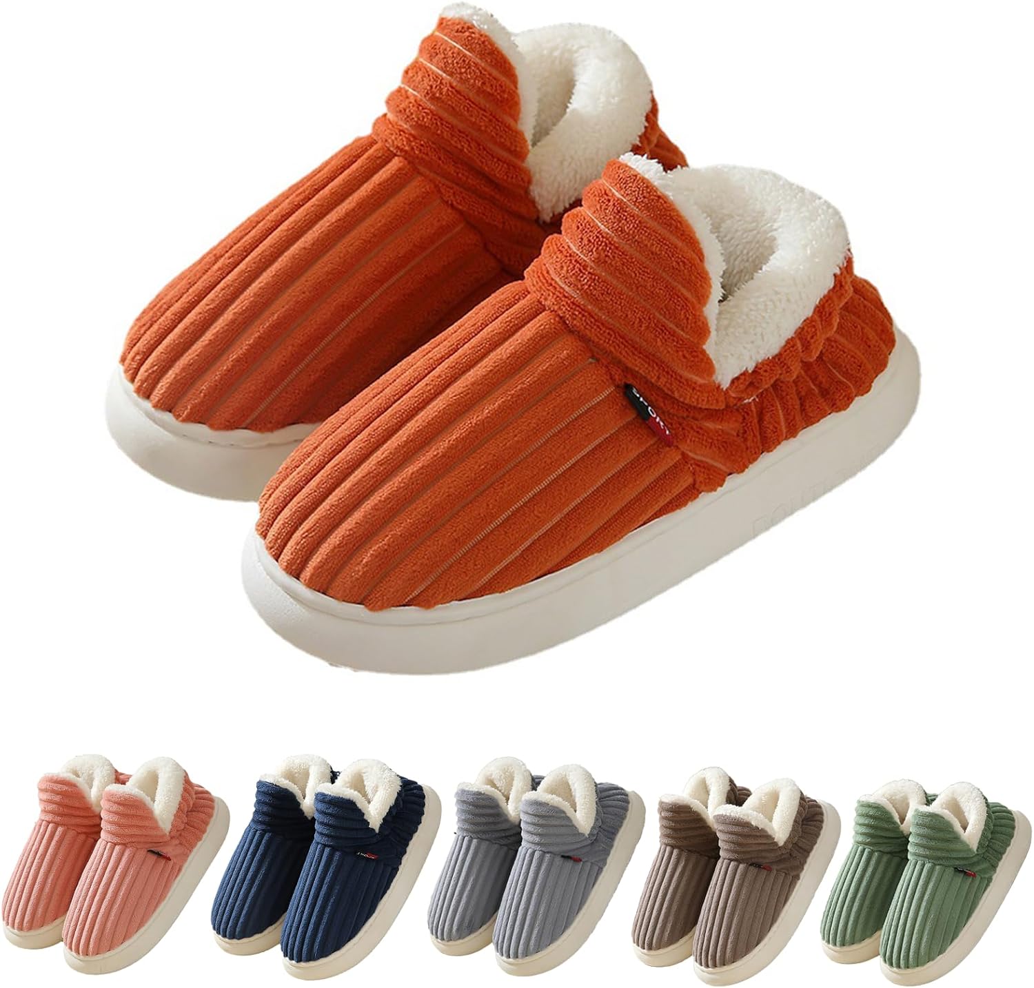 

Унисекс тапочки-башмачки LZKHW на щиколотку, с флисовой подкладкой и мемори-пеной, для дома и улицы, теплые и удобные, противоскользящие облачные тапочки, оранжевый