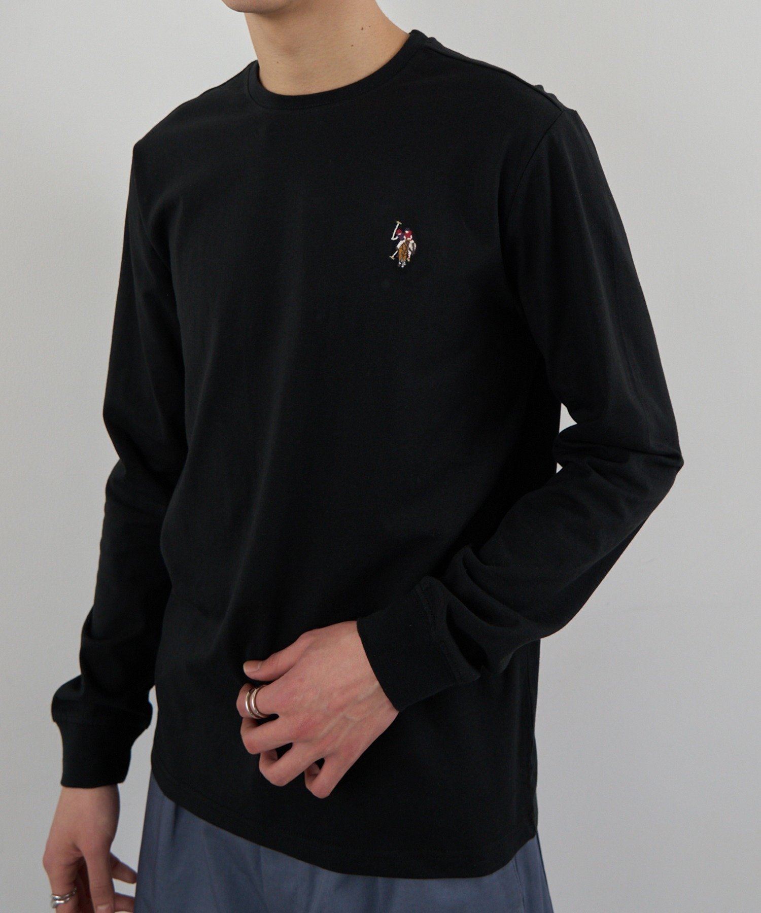Футболка с длинным рукавом US POLO ASSN./Classic Pony с логотипом One-Point U.S. Polo Assn., BLK2 — фото 3