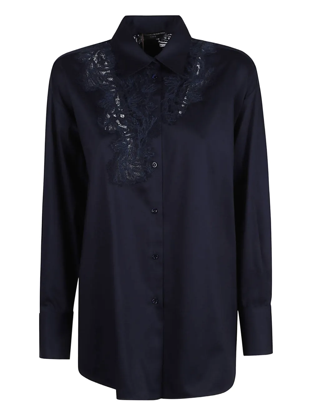 

Рубашка с кружевом и воротником поло Ermanno Scervino, синий