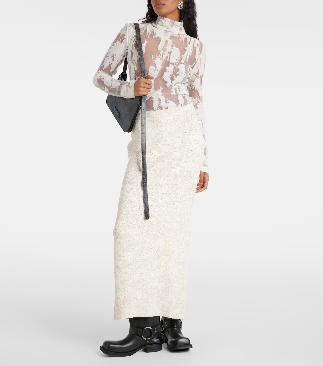 Водолазка из смесовой хлопковой ткани Acne Studios, белый — фото 2
