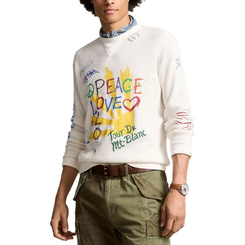 Джемпер из хлопка с принтом Peace Polo Ralph Lauren, Nevis Island Ecru — фото 4