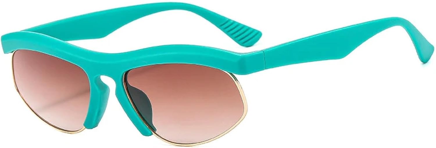 

Модные панк-солнцезащитные очки в полуободковой оправе для мужчин и женщин, трендовые очки для активного отдыха и уличной фотографии, солнцезащитные очки UV400 TKKTLLT, Green Tea