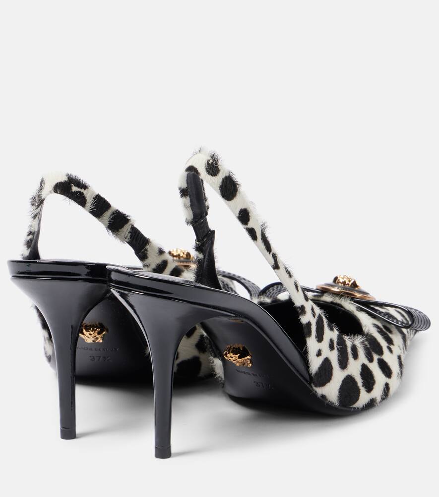 Туфли Gianni Ribbon 85 на шпильке из телячьей кожи с ремешком, 2w02v-White+Black-Gold Versace, 2w02v-White+Black-Versace Gold — фото 2