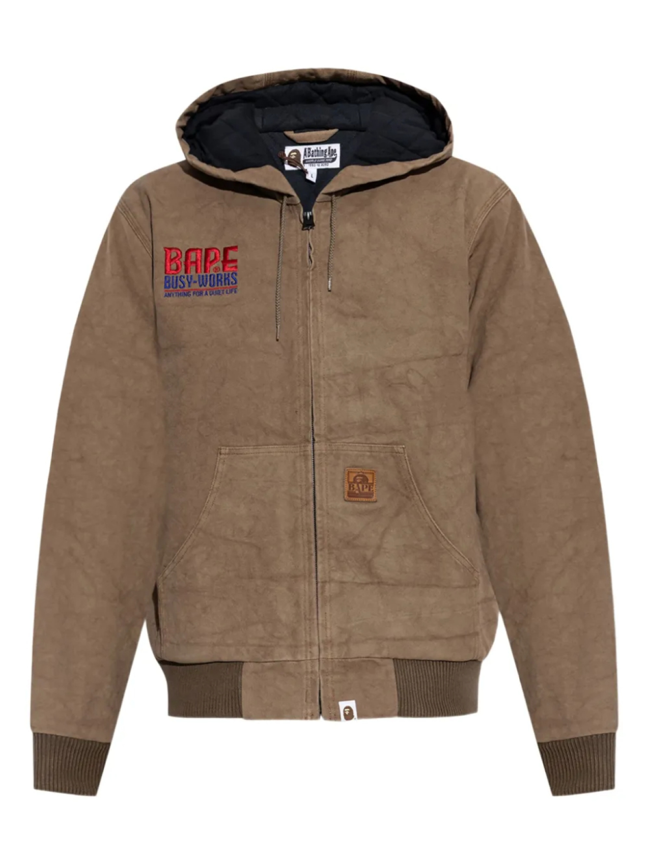 

A BATHING APE куртка с капюшоном и вышитым логотипом, коричневый
