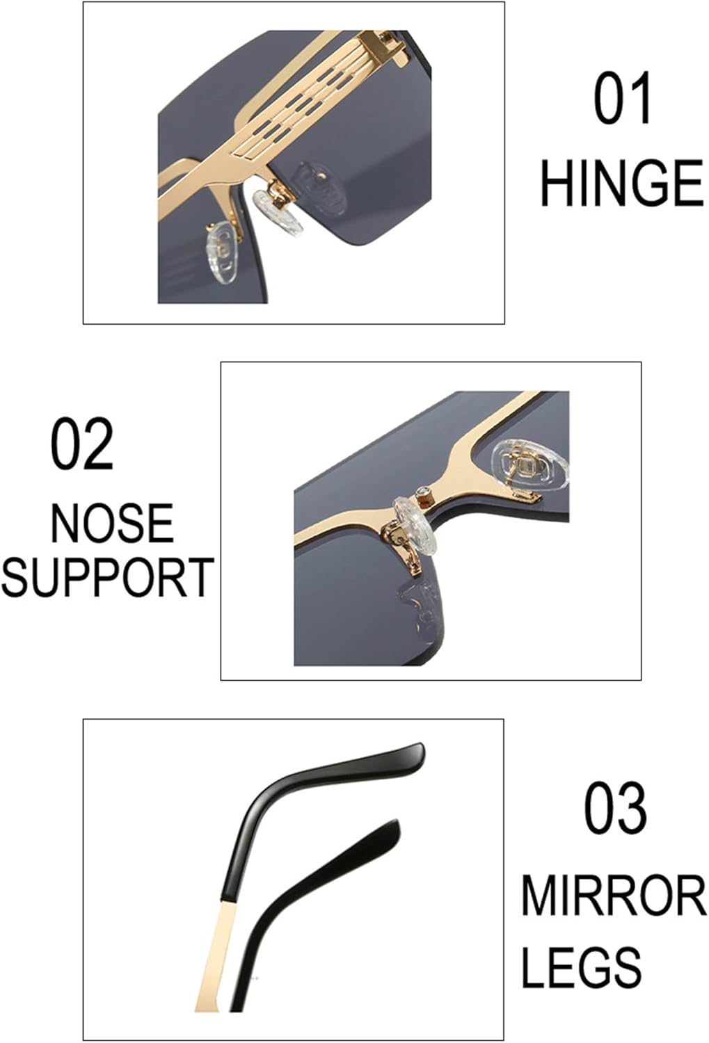 

bullabulling Винтажные солнцезащитные очки без оправы для женщин и мужчин, модные очки-пилот с градиентным переходом цвета, в стиле панк, с защитой от УФ-излучения UV400, Gray Blue