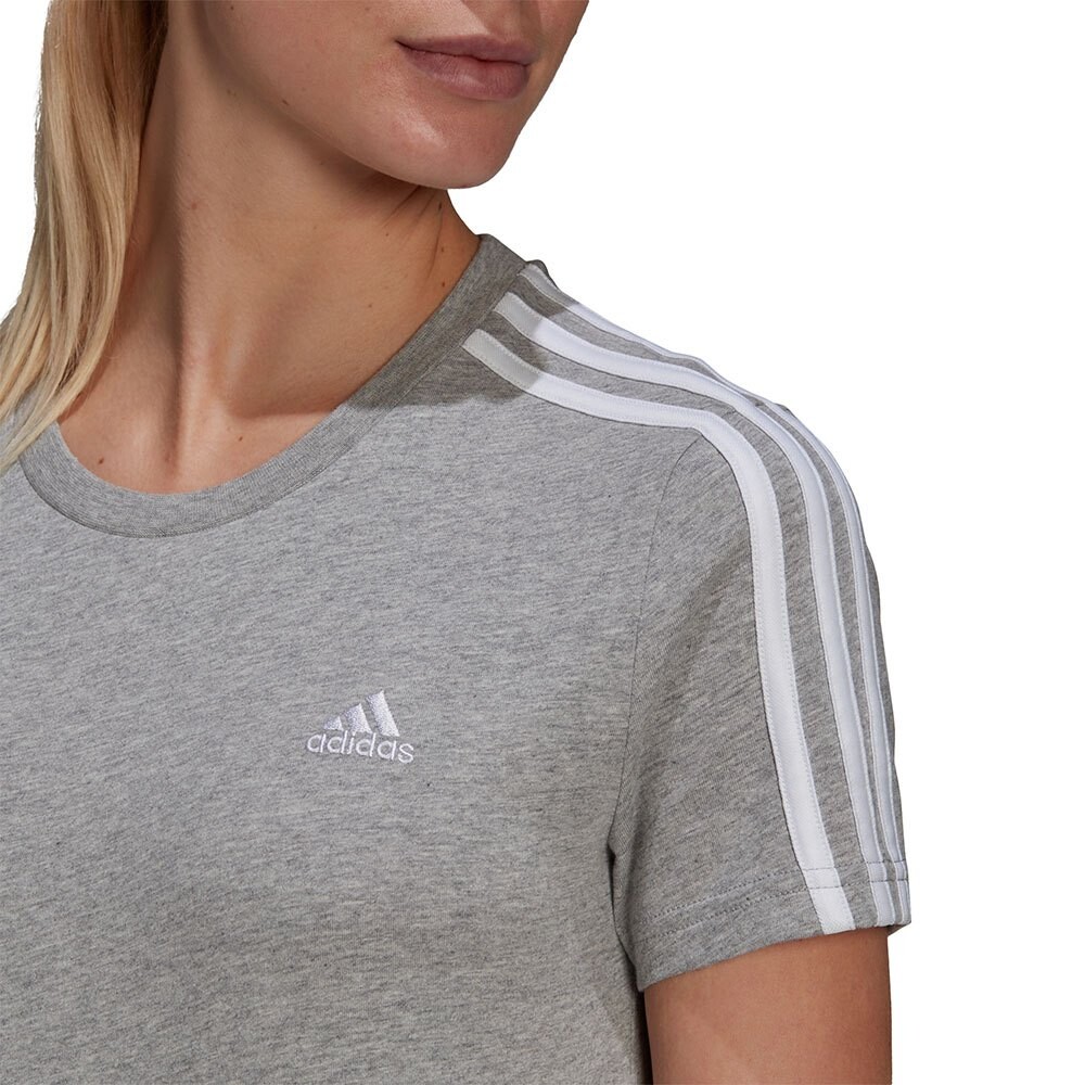 Футболка adidas Sportswear Essentials Slim 3 Stripes, серый — фото 4