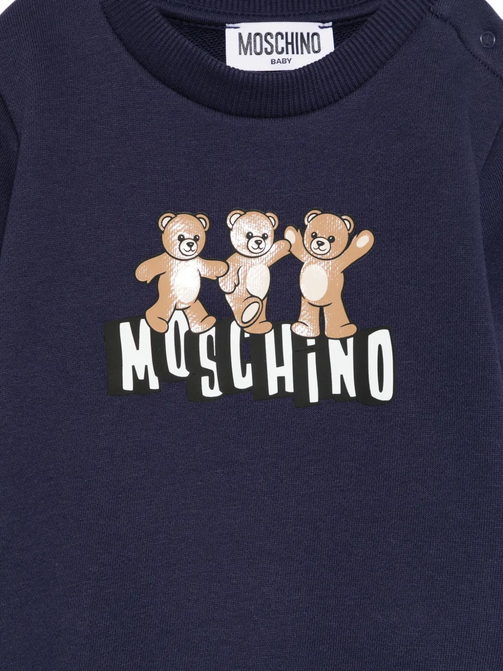 Свитшот с принтом "медвежонок" и круглым вырезом Moschino Kids, синий — фото 3