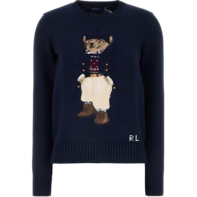 

Свитер с интарсией в виде медведя Polo Ralph Lauren, темно-синий