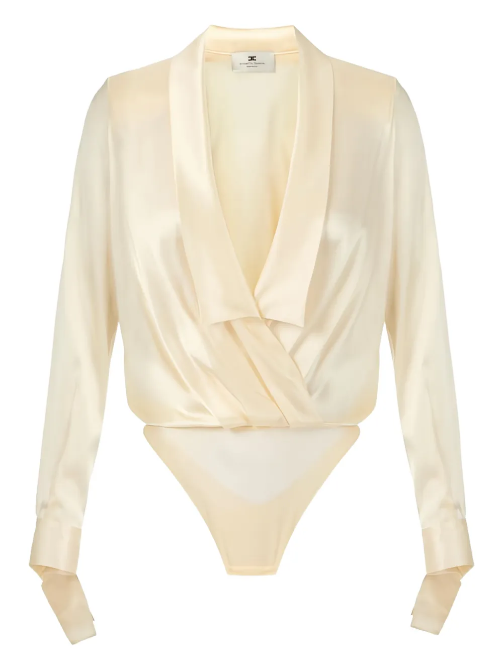 

Атласное боди с шалевым воротником Elisabetta Franchi, нейтральный