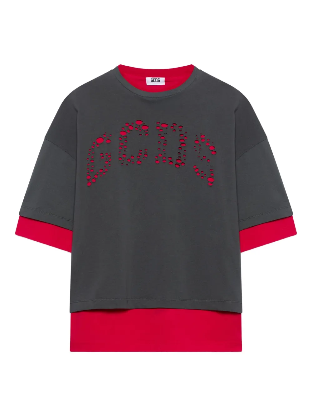 

Многослойная футболка с вырезом Gcds, серый