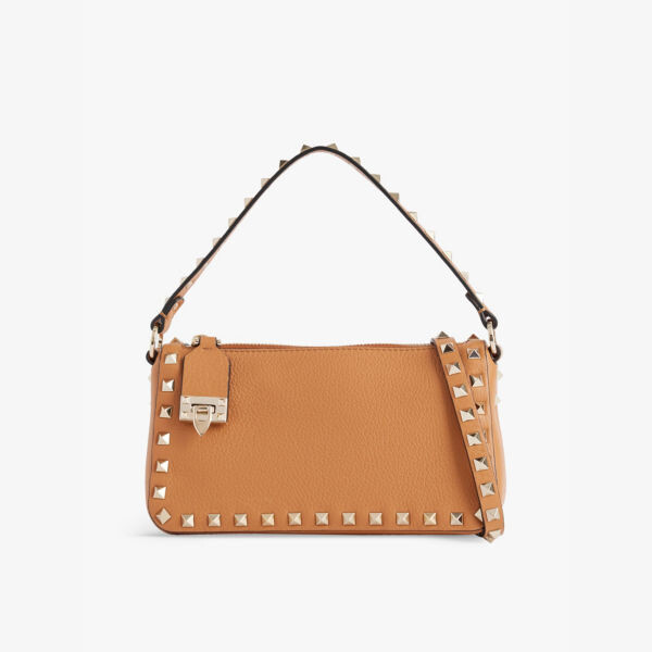

Кожаная сумка через плечо Rockstud со съемным ремешком Valentino Garavani, бежевый