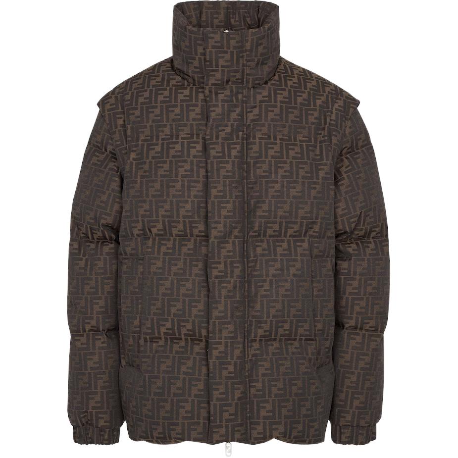 

FENDI Куртка с воронкообразным воротником и логотипом, Brown