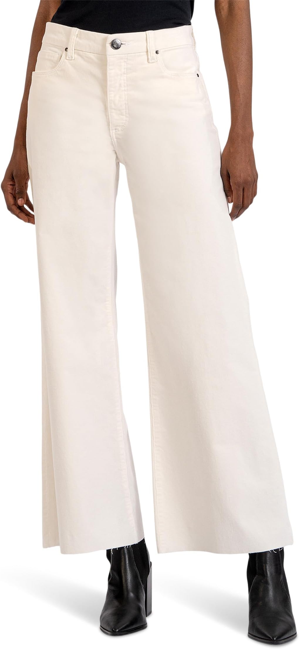 

Брюки KUT from the Kloth Meg High Rise Fab Ab Wide Leg Raw Hem-Long Inseam, цвет Pearl