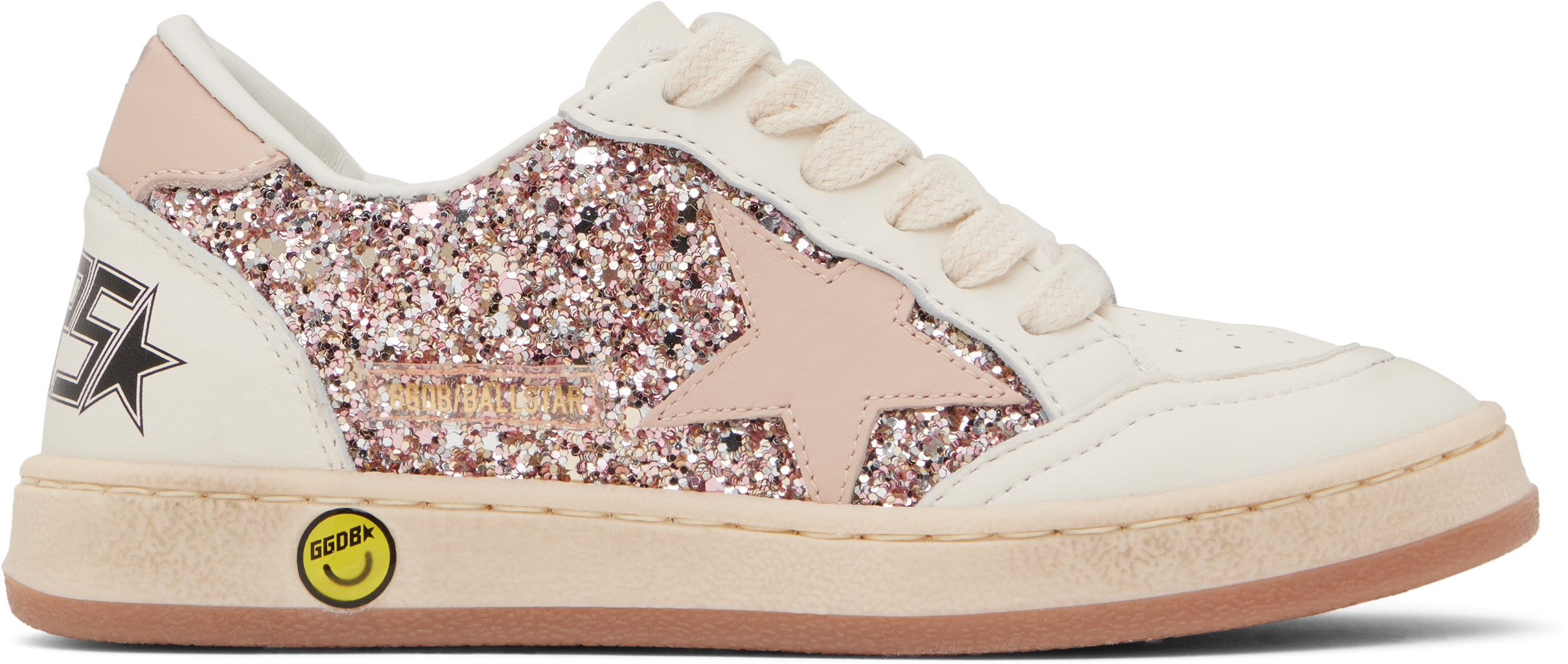 

Детские белые и розовые кроссовки Ball Star New Golden Goose, персиковый/бежевый/белый