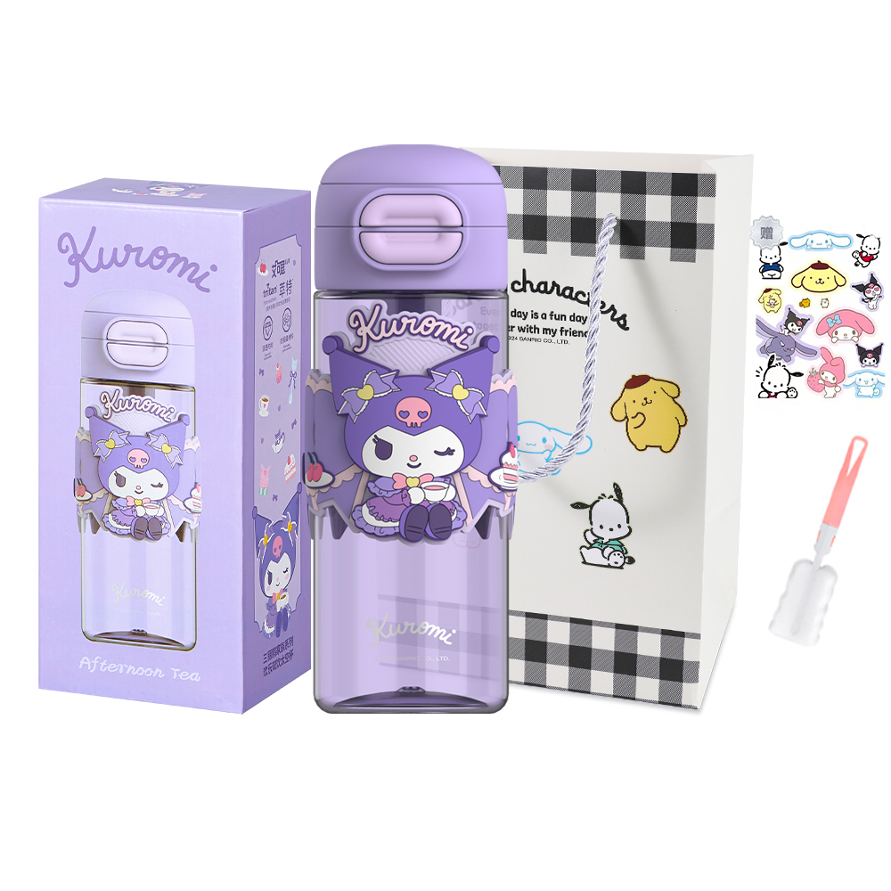

Пластиковый стакан Kulomi 630 мл Sanrio, Kuromi Water Cup+Shopping Bag+Cup Brush Stickers