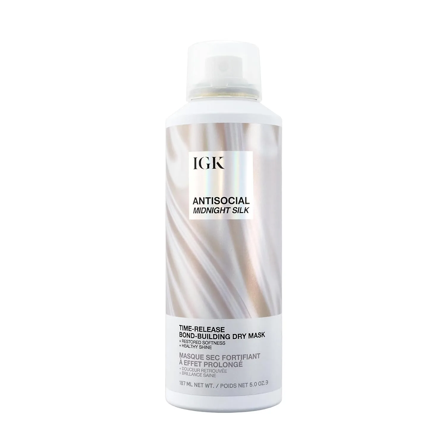 IGK Antisocial Midnight Silk Bond-Building Dry Hair Mask - Несмываемое средство для ухода за сухими волосами с веганским протеином шелка - Лимитированная серия, 140 мл