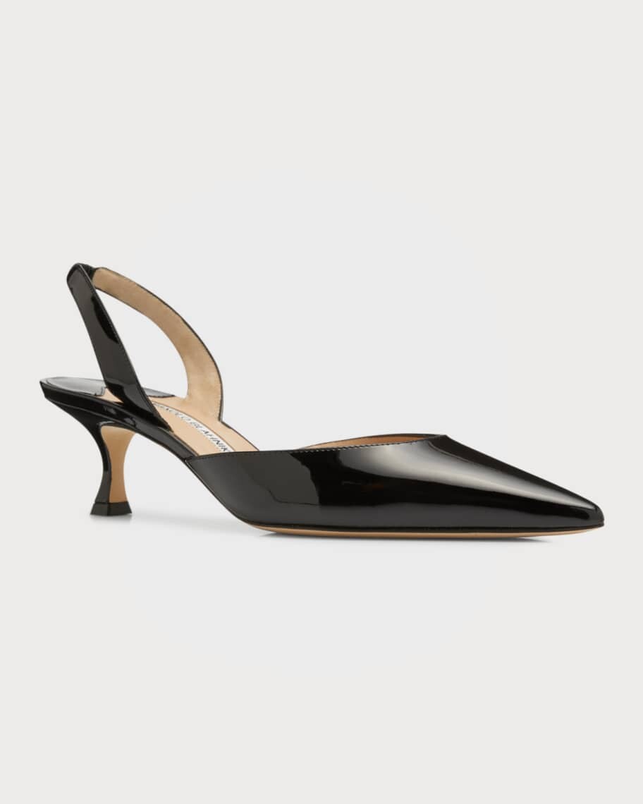 Лакированные туфли-лодочки Carolyne на низком каблуке с лямкой на шее Manolo Blahnik — фото 4