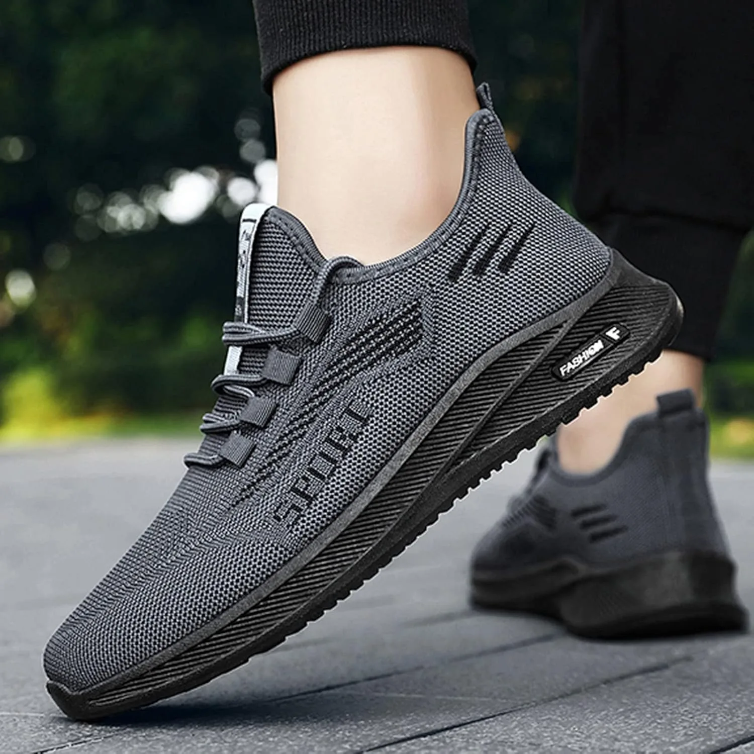 Мужские кроссовки 990 V5, модные осенние спортивные кроссовки для мужчин, плоская подошва, тканая сетка, дышащие, удобные, на шнуровке, без шнуровки, повседневные мужские кроссовки Go Walk Max-54601 Generisch, серый — фото 3