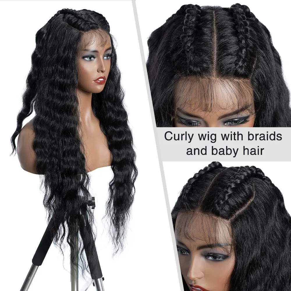 Длинный синтетический парик «Lace Front Curly» от FASHION IDOL Fashion Idol, Natural Black — фото 2