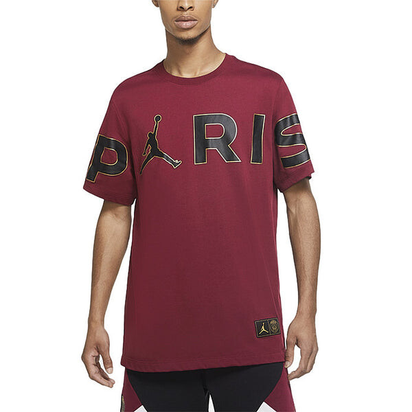 Футболка Air Jordan Wordmark Paris Saint-Germain Sports Round Neck Alphabet Short Sleeve Red, красный — фото 4