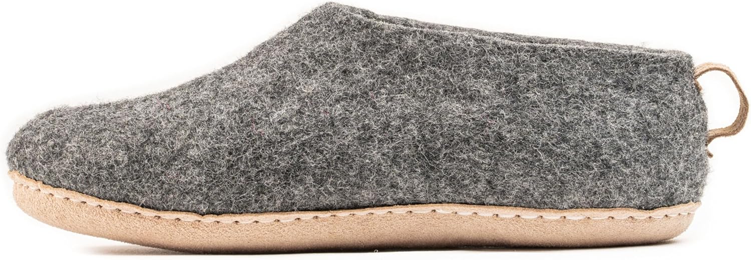 

Тапочки Woolly из войлока с кожаной подошвой, Премиальная новозеландская шерсть, Ручная работа по итальянскому дизайну, Мягкие, дышащие и без запаха Woolly'S, серый/угольный