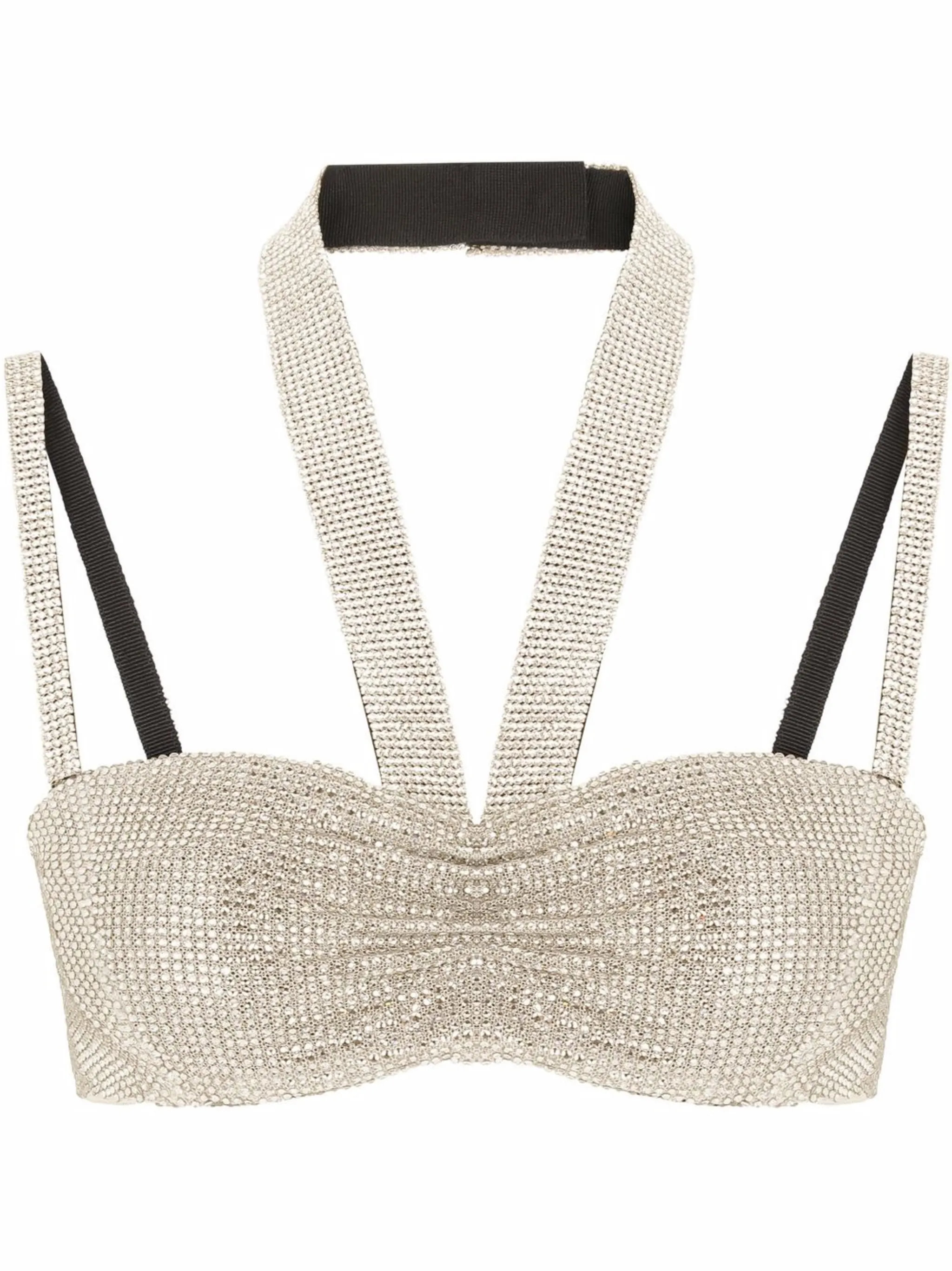 

Сетчатый топ-бандо с кристаллами Dolce & Gabbana, серебристый