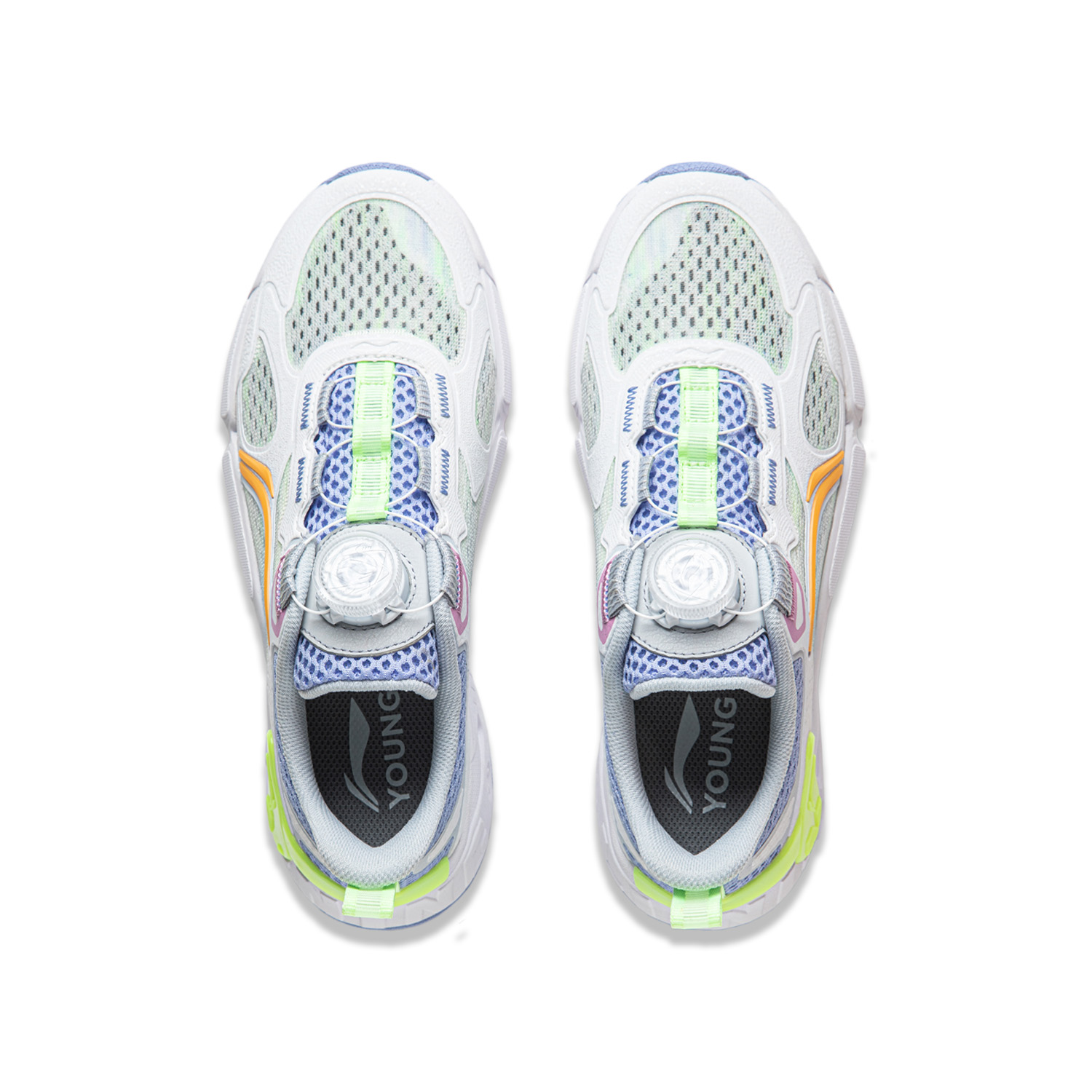 Спортивная коллекция Low Top Детские повседневные кроссовки Стандартный белый/Снежно-голубой пурпур LINING YOUNG — фото 4