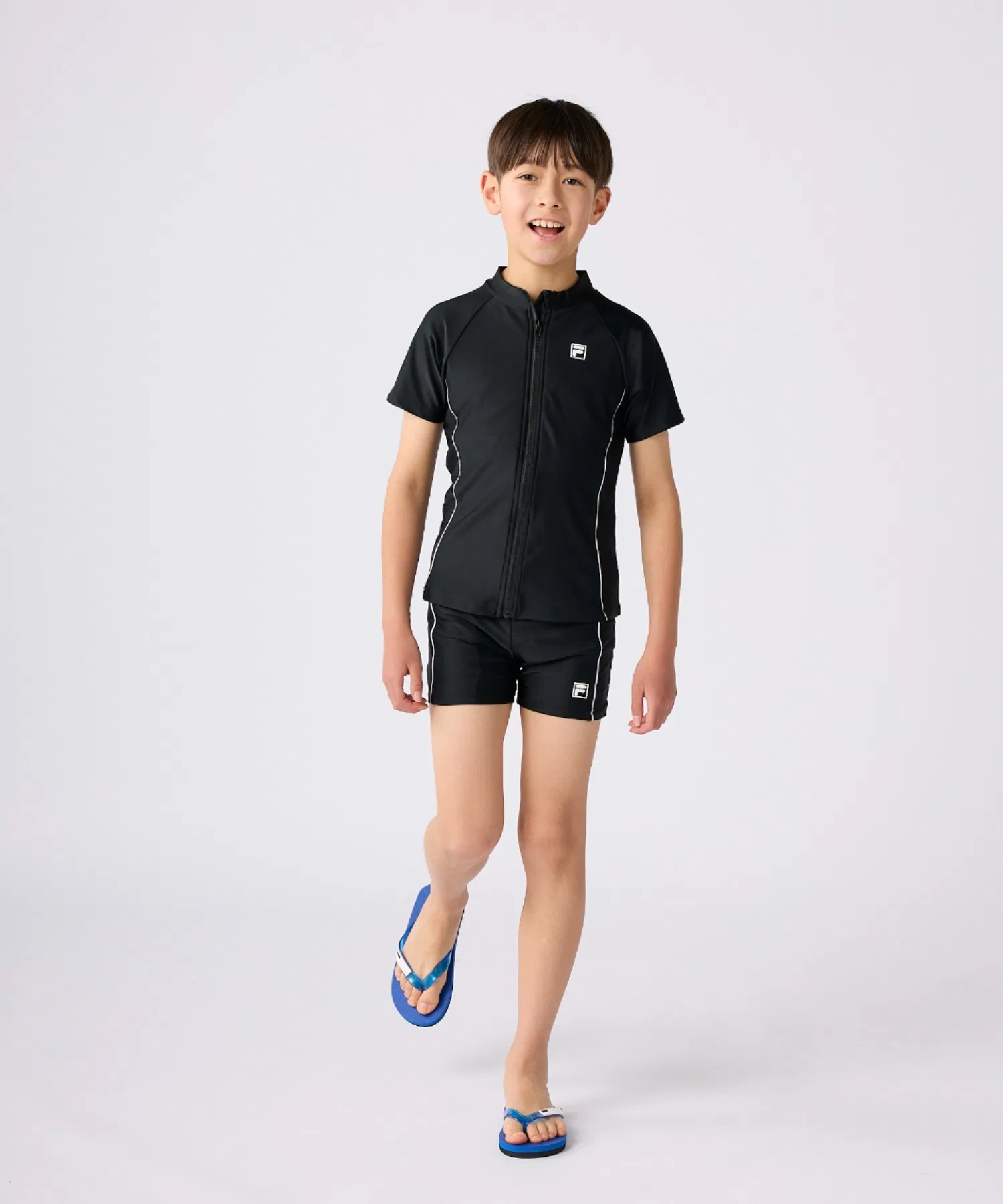 【FILA】Школьный купальник на молнии, школьная одежда для плавания, унисекс, UPF50+ — фото 3