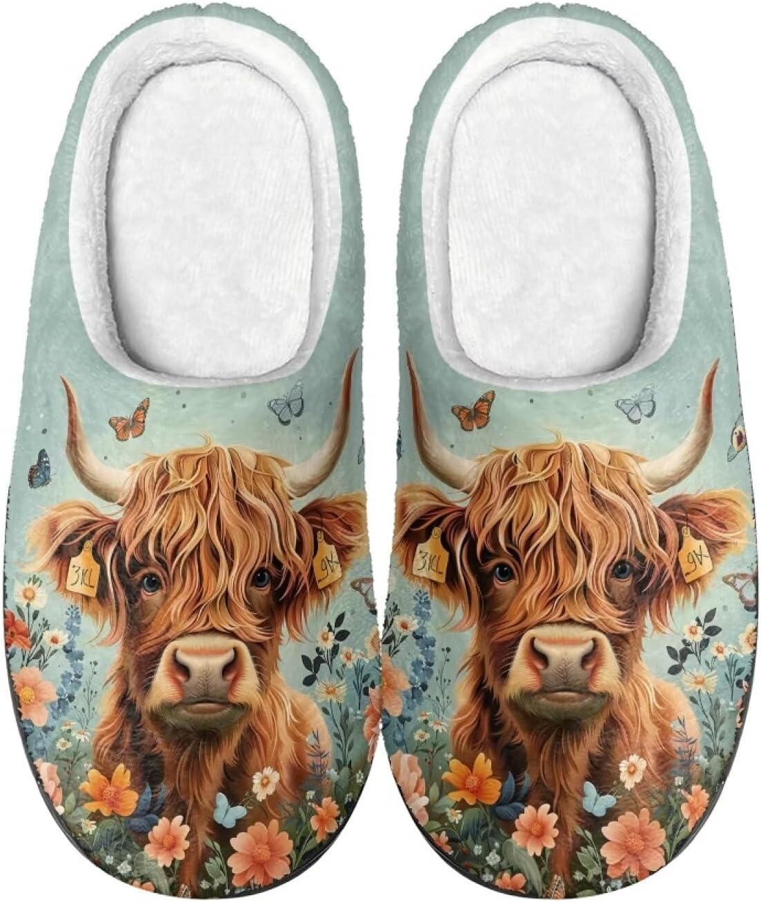 

Домашние тапочки DISNIMO для мужчин, для использования в помещении и на улице, с противоскользящей подошвой, легкие, A Flower Highland Cattle