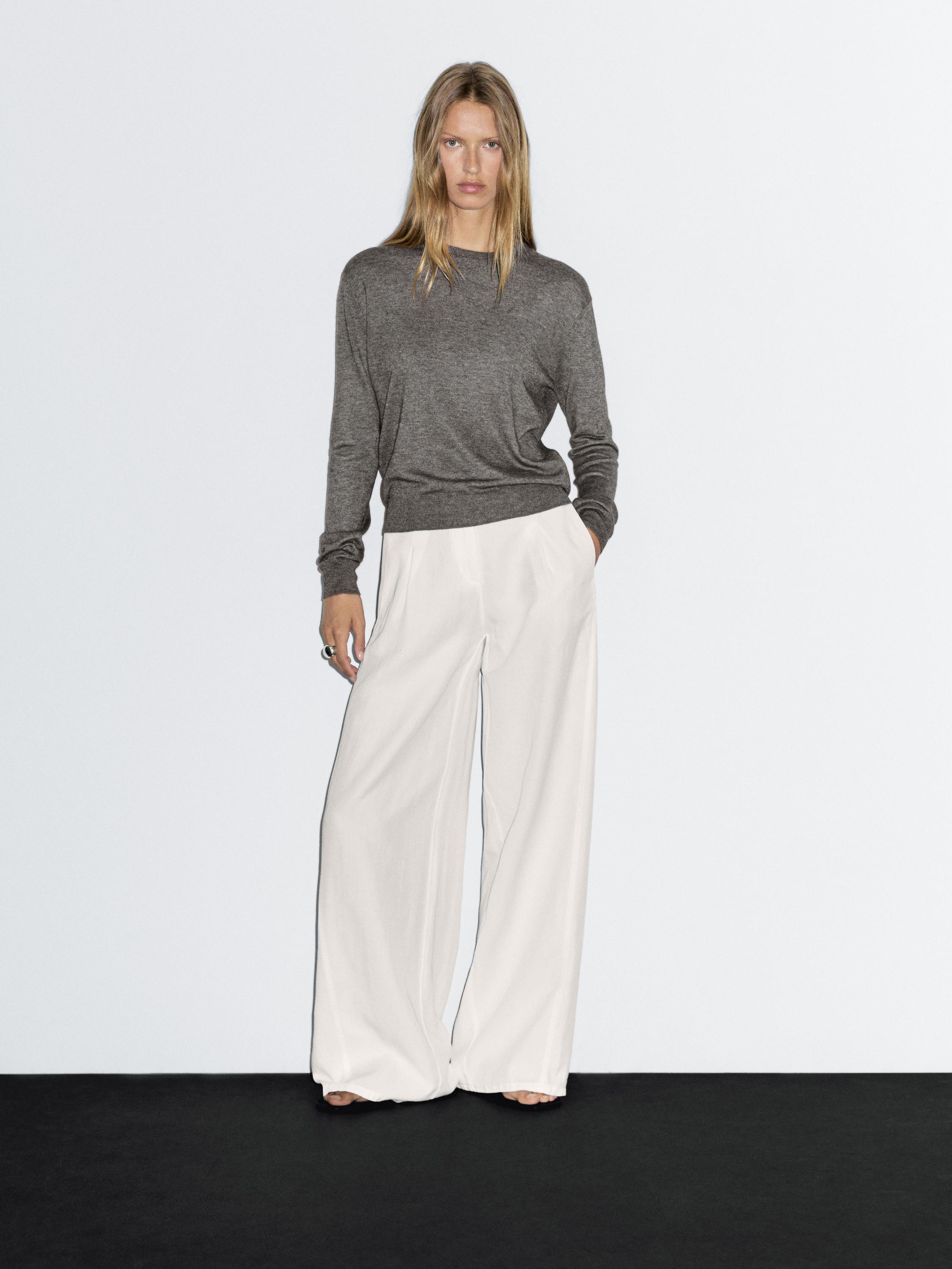 

Свитер из смесовой шерсти с круглым вырезом Massimo Dutti, Medium Grey