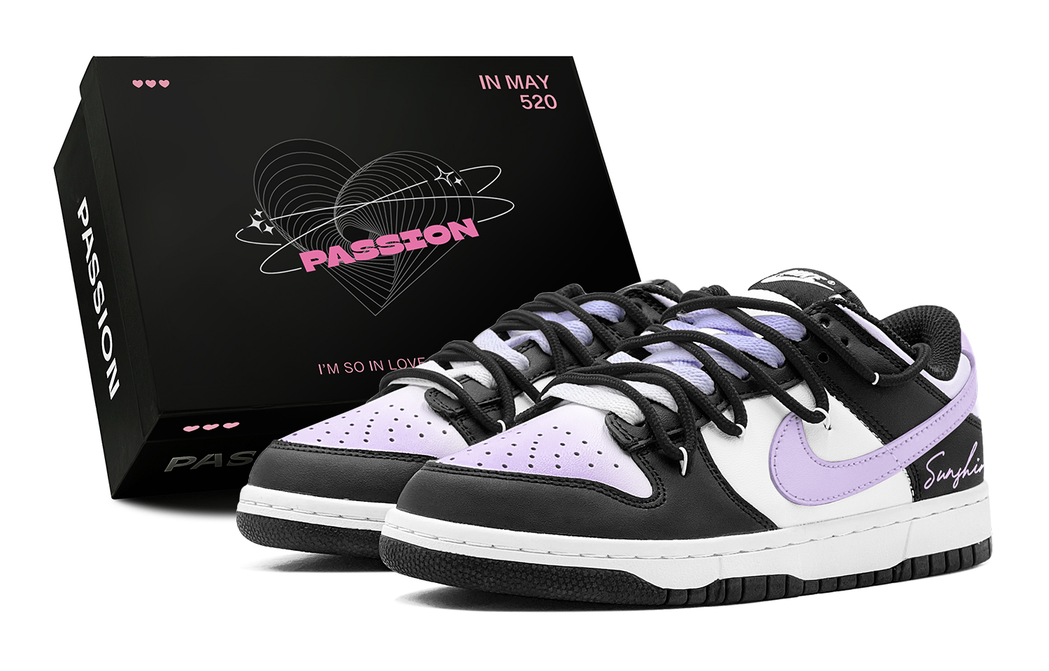 

Nike Детские кроссовки для скейтбординга Dunk "Black" Low Top, светло-фиолетовые, для подростков