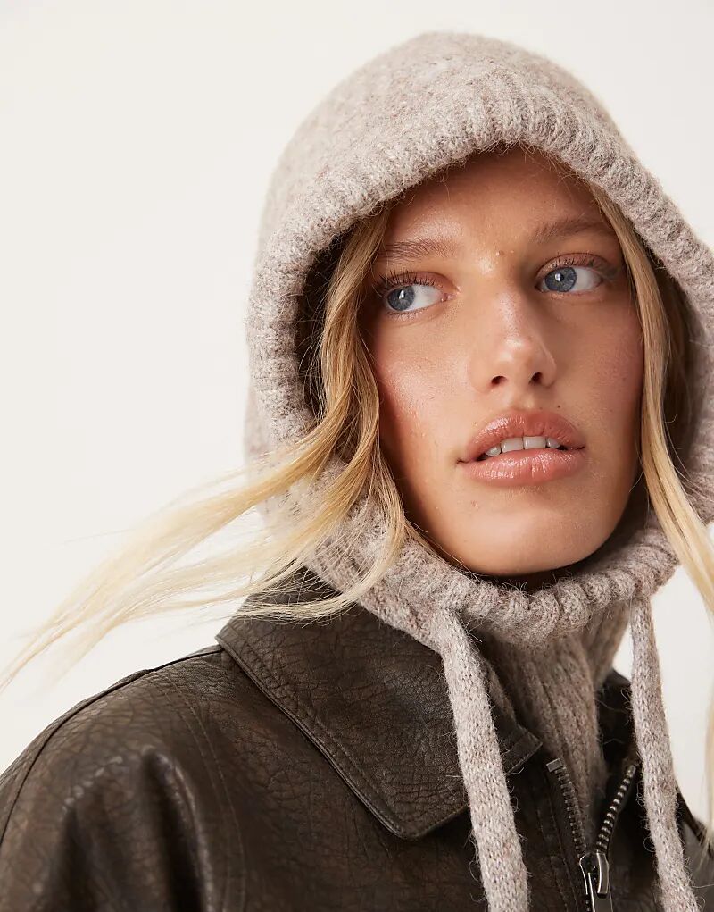 

Вязаный капюшон ASOS DESIGN овсяного цвета