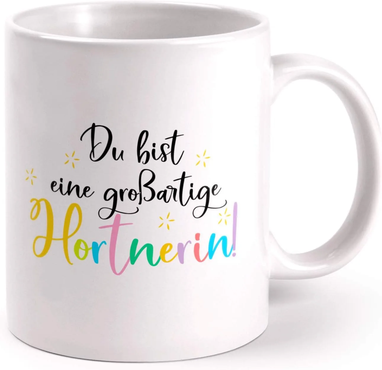 Кружка "Hinter jedem lebensfrohen Kind - Hortnerin on Both Sides Printed with Saying | Gift Idea Horterzieherin Birthday Farewell, White, 330 мл Fashionalarm — фото 3