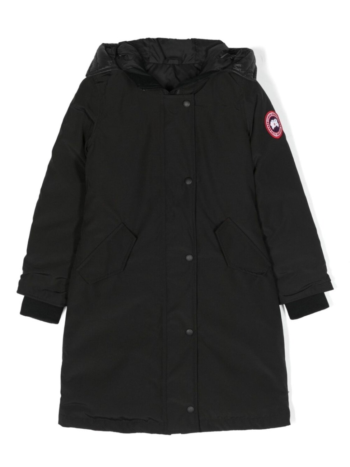 Canada Goose Kids пуховик с нашивкой-логотипом, черный