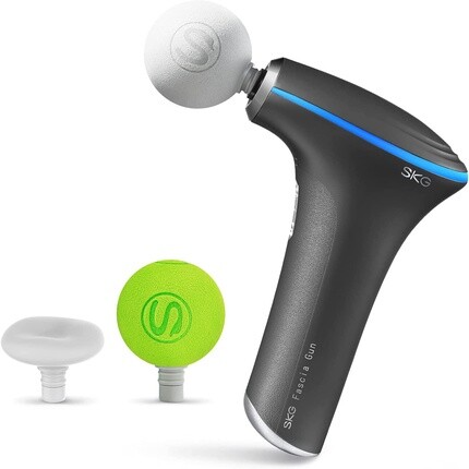 

F5-En Серый массажный пистолет с функцией нагрева, 1800 мАч и 3 сменными массажными головками, Skg