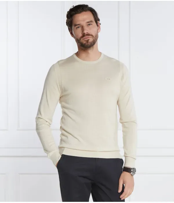 Свитер из шелковой смеси CN slim fit Calvin Klein, песочный — фото 3