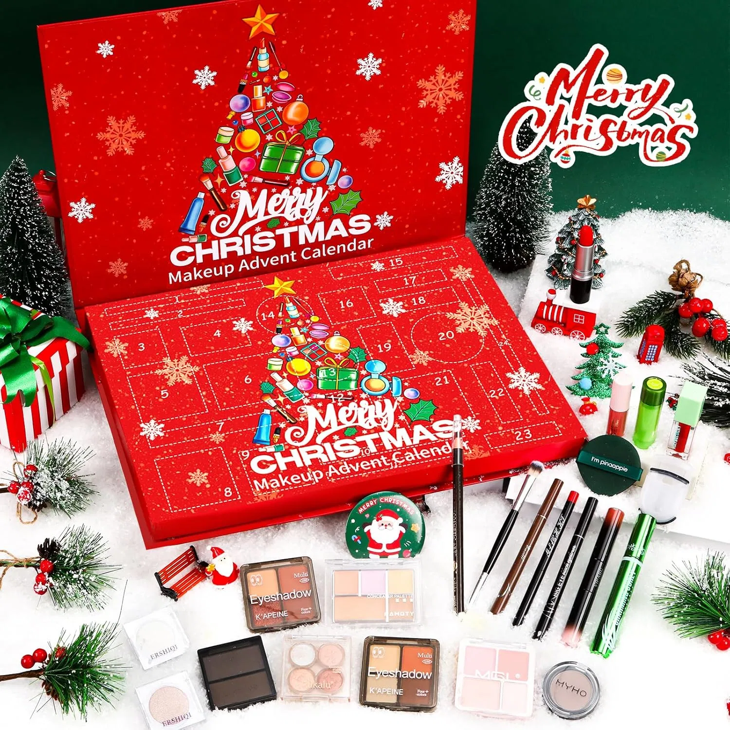 Набор косметики Advent Calendar красный Zenoble 24 предмета — фото 4