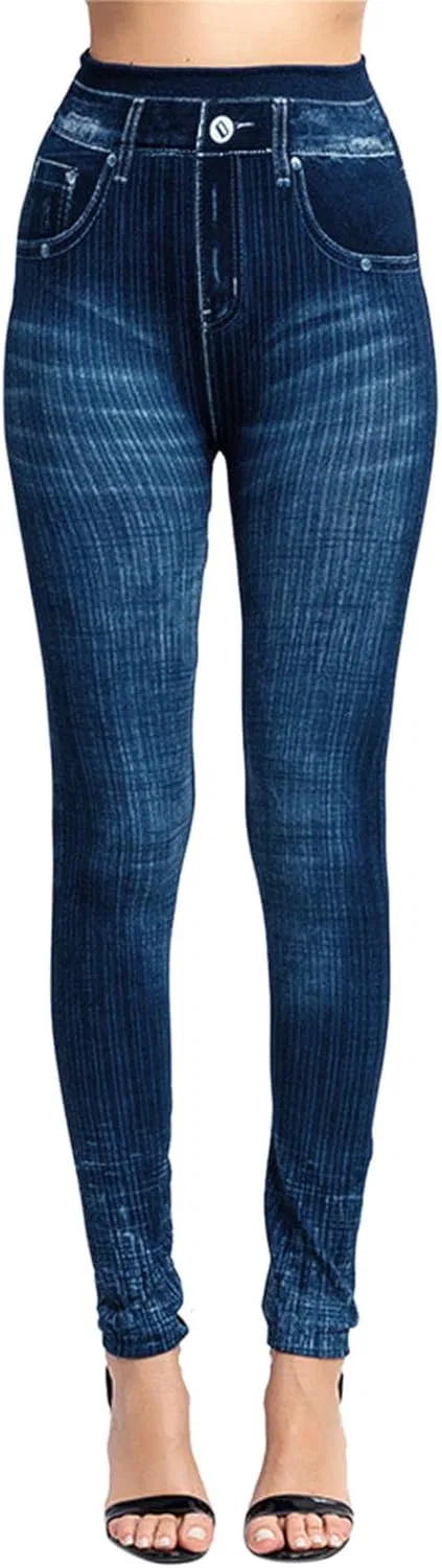 Леггинсы джинсовые, Women's Denim Print, синие