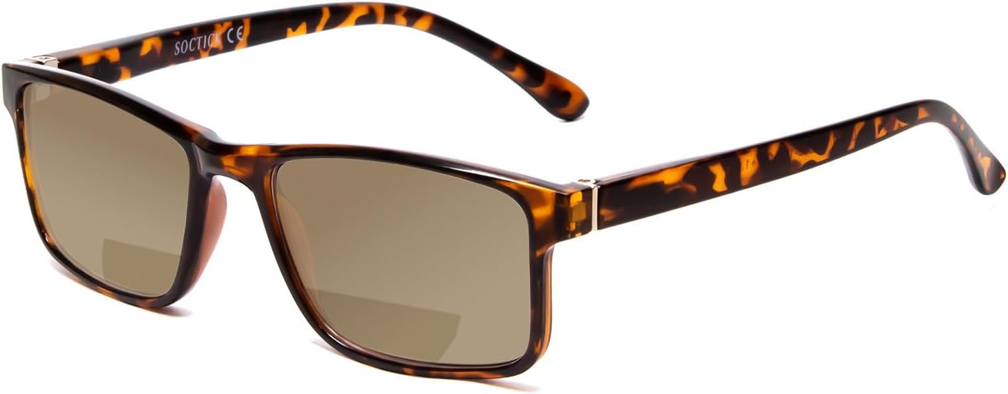 

Солнцезащитные очки Calabria Polarized BiFocal Reading Sunglasses Mens Womens Trendy Bi-Focal Sun Glasses Readers Stylish Fashion Spring Hinged, Tortoise Havana/Amber Brown Lens