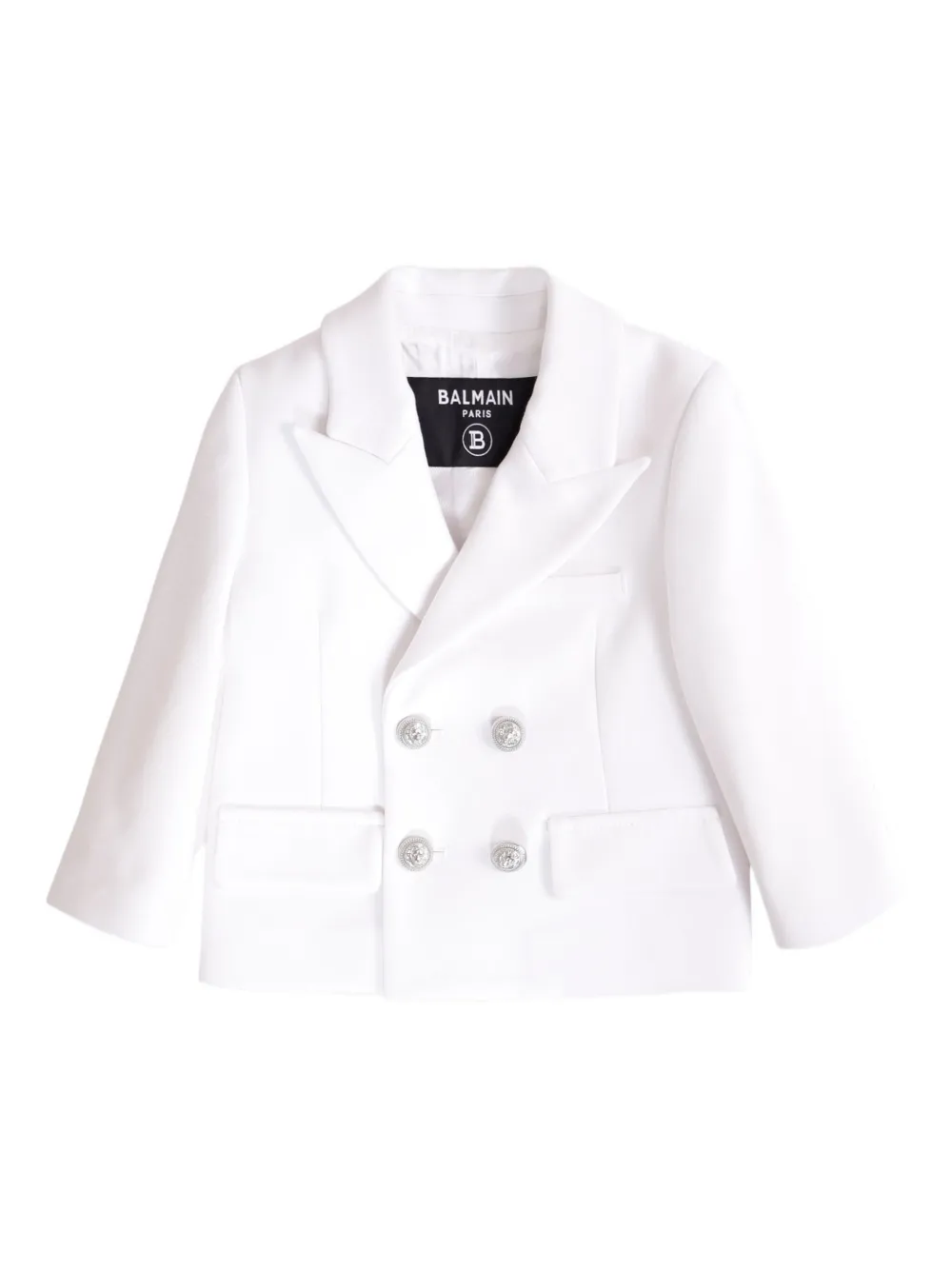 

Двубортный блейзер Balmain Kids, белый
