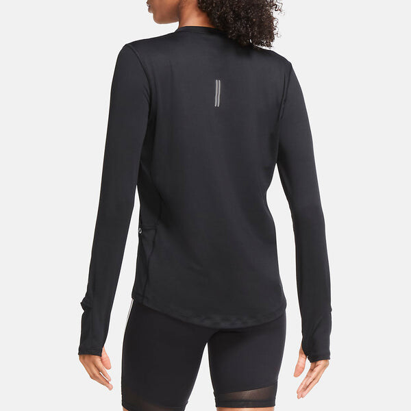 Футболка (WMNS) Nike Sports Running Round Neck Solid Color Long Sleeves Black T-Shirt, черный — фото 4
