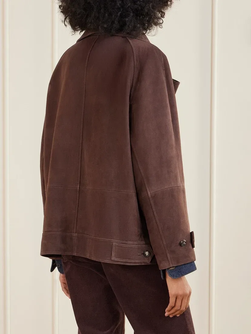 Двубортная замшевая куртка LOEWE, коричневый — фото 4